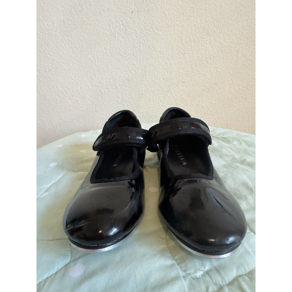 Danskin Black Patent Mary Jane Tap Dance Shoes w/ Tap Plates kids size 12 - Picture 5 of 13